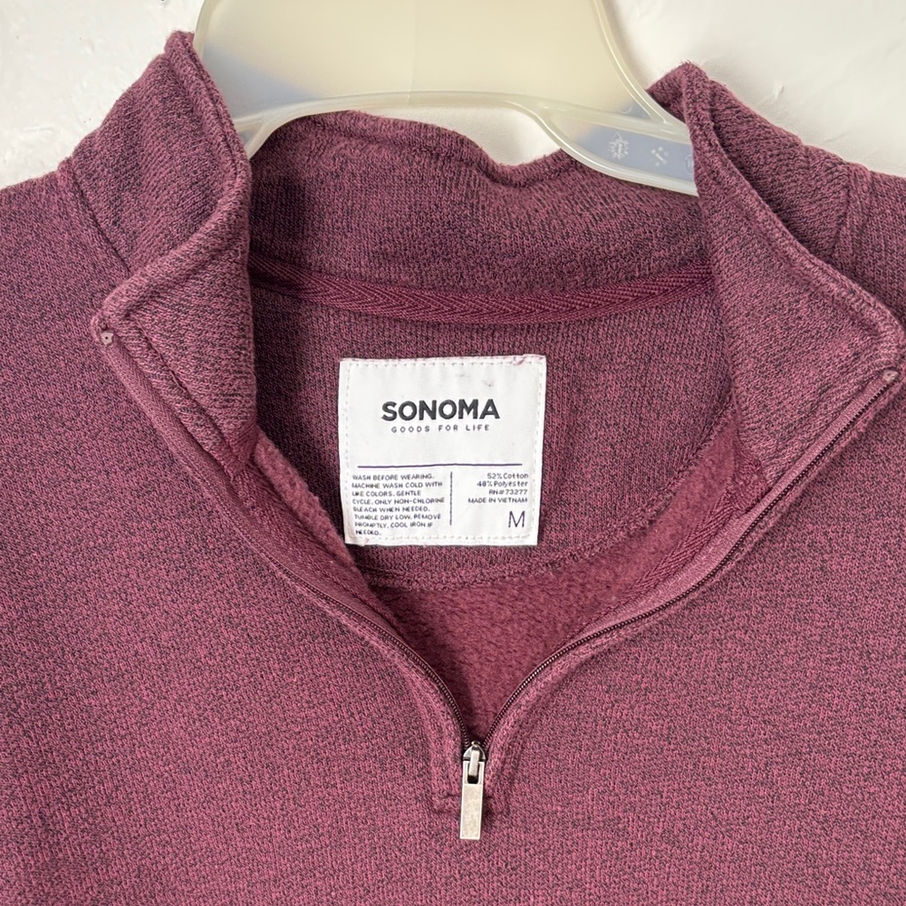 Sonoma Men's Deep Burgundy Zip-Up Sweater - Picture 9 of 13